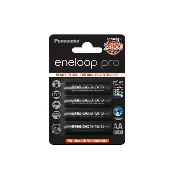 4x Panasonic eneloop Pro Akkus black f. Nikon Coolpix L19